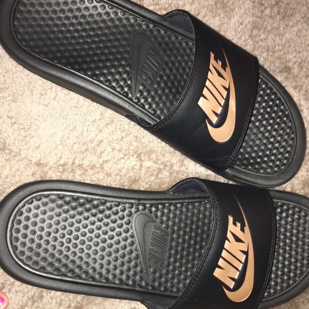 Nike Black, Rose Gold Slides💖
